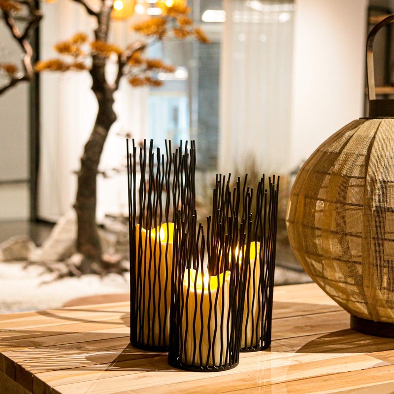 GiveU Set of 3 Metal Iron Candle Holder, Black Candlestick Modern Table Centerpiece for Indoor & Outdoor Decor, Dining Room, Home Decoration - Image 4